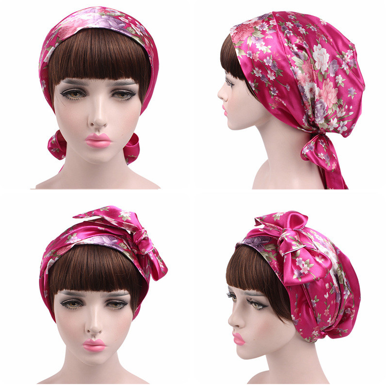 1gb mīksta zīda sieviešu nakts miega dušas cepure regulējama sieviešu garo matu kopšanas pārsega cepure, mīksta satīna cepure, aksesuāri 58cm