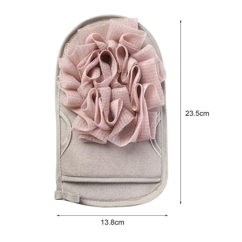 1 gab Atkārtoti lietojams vannas cimds mājsaimniecības abpusēji vannas piederumi pieaugušajiem, sieta sūklis, radošs blāvs pulēšanas berzes dvielis vannas istabas rīks