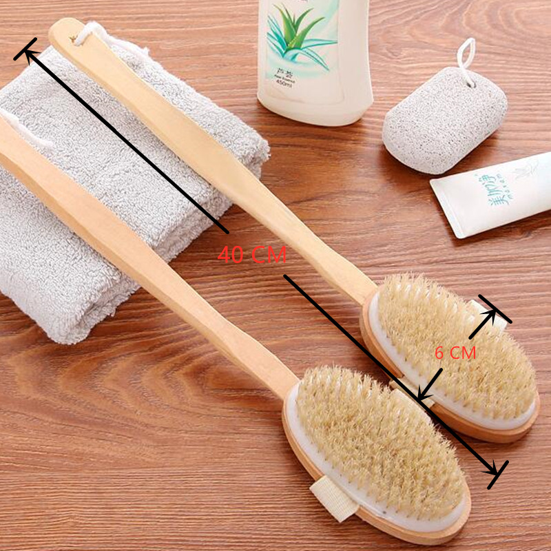 Drvena četka za masažu tijela za tuširanje Četka za kupanje s prirodnim čekinjama SPA Njega kože za žene i muškarce Suha četka za tijelo Piling, meki masažer