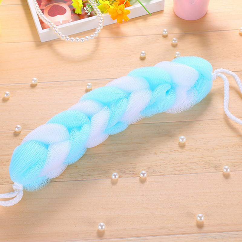 1Gb Muguras siksniņas skruberis vannas dušas stieņi Meh Puff pīlings, mīksts lufas birste Random krāsu uzpūšanās bārs guante exfoliante