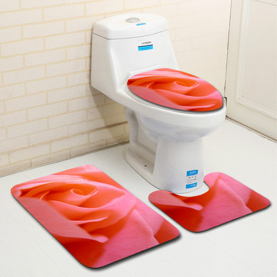 Set prostirki za kupaonicu s uzorkom ruža od flanela Garnitura tepiha za kupaonicu Podna prostirka za WC Upijajuća prostirka za tuš kabinu u kupaonici WC prostirke