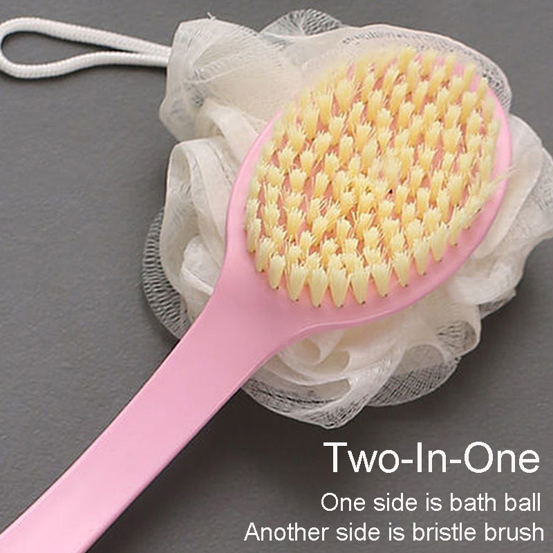 2u1 četka za kupanje s kuglicom za kupanje i čekinjama Piling za tijelo Duga ručka Masaža tijela za leđa Tuš SPA alat za čišćenje s pjenom
