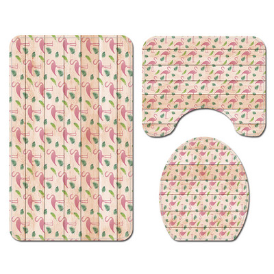 Flamingo Printing vannimatt ja dušikardin vett imav vannitoavaip Home Decor WC matt libisemiskindla põrandavaiba komplekt