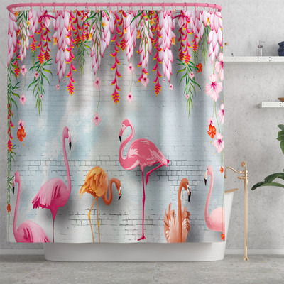 Flamingo Printing vannimatt ja dušikardin vett imav vannitoavaip Home Decor WC matt libisemiskindla põrandavaiba komplekt