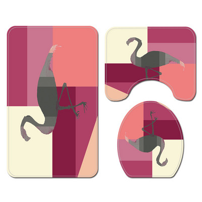 Flamingo Printing vannimatt ja dušikardin vett imav vannitoavaip Home Decor WC matt libisemiskindla põrandavaiba komplekt