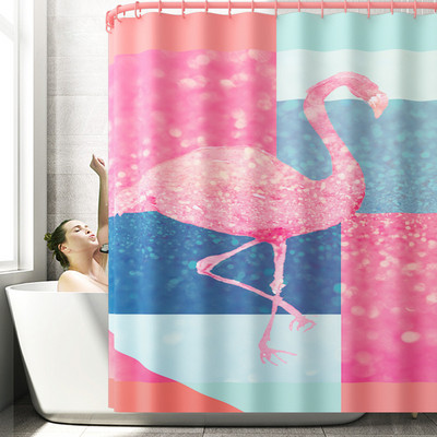 Flamingo Printing vannimatt ja dušikardin vett imav vannitoavaip Home Decor WC matt libisemiskindla põrandavaiba komplekt