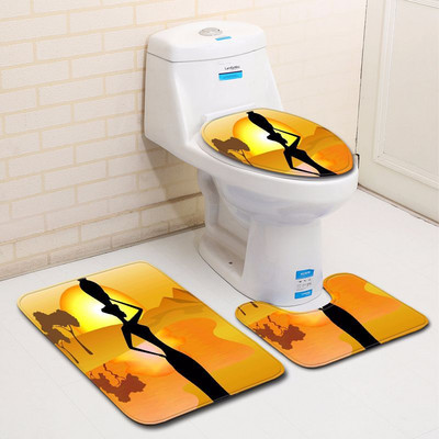 Zeegle mikrošķiedras 3gab vannas paklājiņu komplekts African Woman tualetes paklāji vāks tualetes pārvalks Neslīdošs vannas istabas grīdas paklāji vannas istabas paklāju komplekts