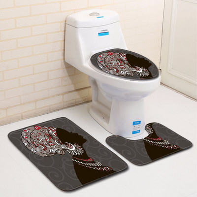 Zeegle mikrošķiedras 3gab vannas paklājiņu komplekts African Woman tualetes paklāji vāks tualetes pārvalks Neslīdošs vannas istabas grīdas paklāji vannas istabas paklāju komplekts
