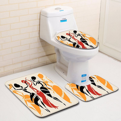 Zeegle mikrošķiedras 3gab vannas paklājiņu komplekts African Woman tualetes paklāji vāks tualetes pārvalks Neslīdošs vannas istabas grīdas paklāji vannas istabas paklāju komplekts