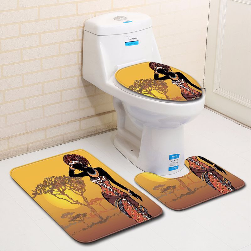 Zeegle mikrošķiedras 3gab vannas paklājiņu komplekts African Woman tualetes paklāji vāks tualetes pārvalks Neslīdošs vannas istabas grīdas paklāji vannas istabas paklāju komplekts