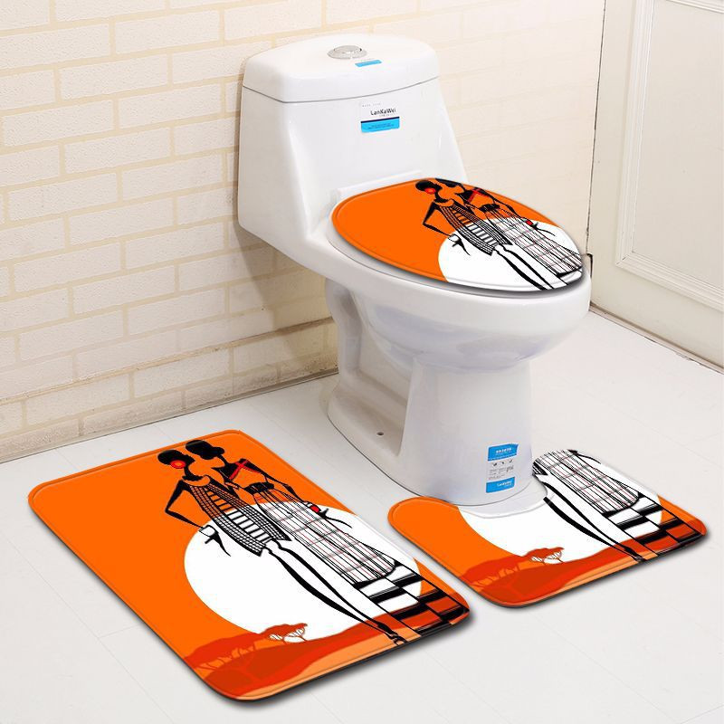 Zeegle mikrošķiedras 3gab vannas paklājiņu komplekts African Woman tualetes paklāji vāks tualetes pārvalks Neslīdošs vannas istabas grīdas paklāji vannas istabas paklāju komplekts