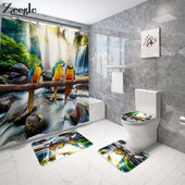 Komplet kupaonskih tepiha s uzorkom papagaja Vodootporna kupaonska zavjesa Zavjesa za tuš Kupaonski tepih Tepih Protuklizna podloga za WC