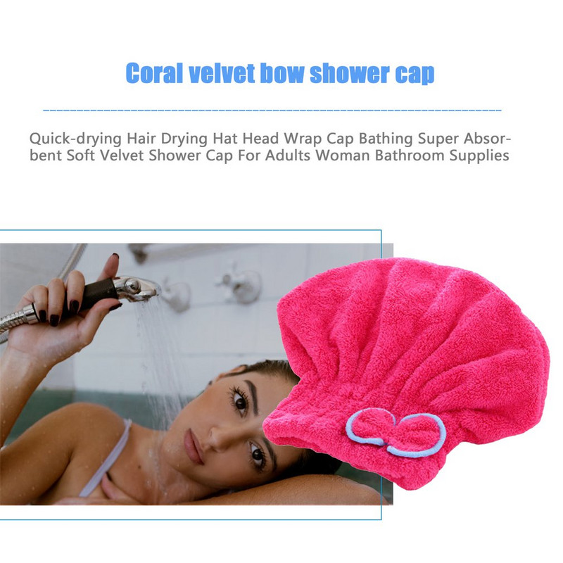 Brzo sušeća kapa za sušenje kose Kapa za umotavanje glave Kapa za kupanje Super upijajuća mekana baršunasta kapa za tuširanje za odrasle žene Kupaonski pribor