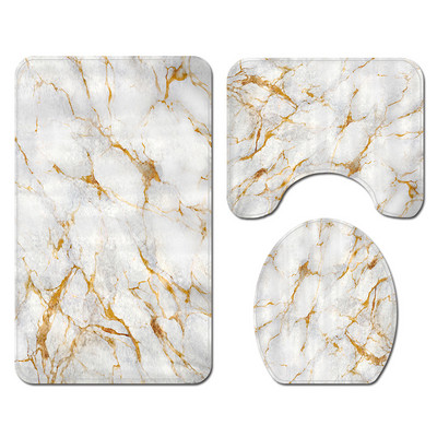 Dekoracija doma Kupaonska zavjesa Protuklizni tepih s cvijećem za WC Mramorni ispis Kupaonska prostirka Set upijajućih WC tepiha u obliku slova U