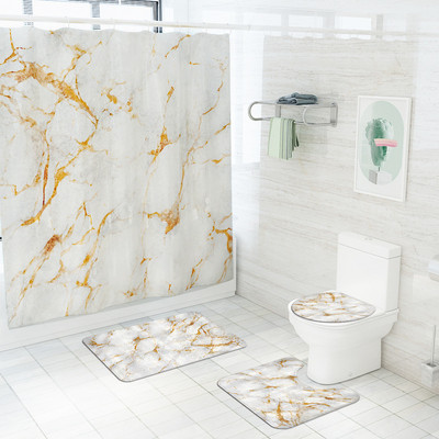 Dekoracija doma Kupaonska zavjesa Protuklizni tepih s cvijećem za WC Mramorni ispis Kupaonska prostirka Set upijajućih WC tepiha u obliku slova U