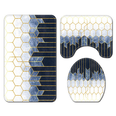 Dekoracija doma Kupaonska zavjesa Protuklizni tepih s cvijećem za WC Mramorni ispis Kupaonska prostirka Set upijajućih WC tepiha u obliku slova U