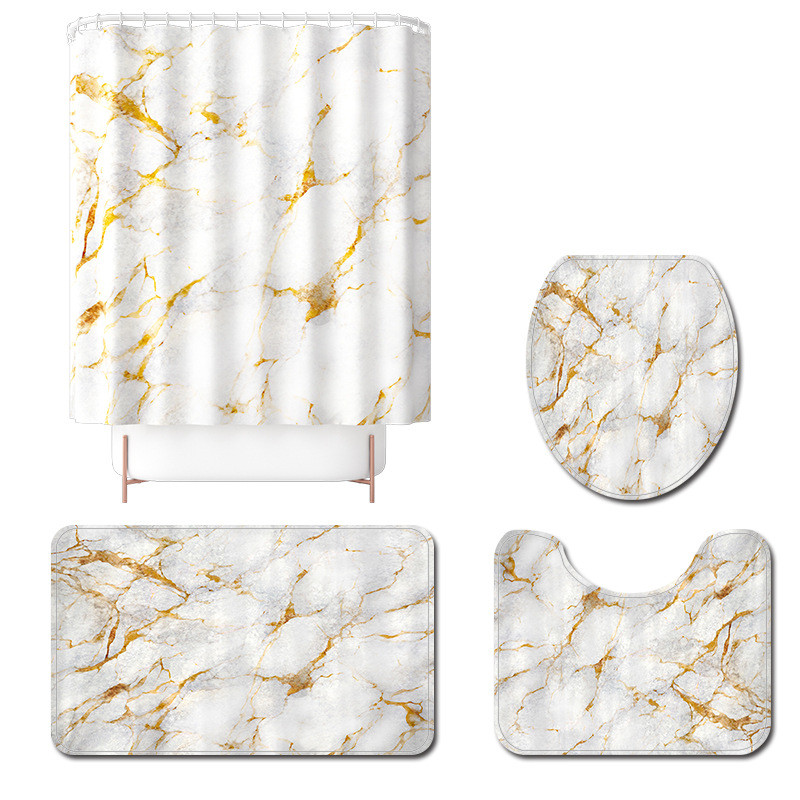 Dekoracija doma Kupaonska zavjesa Protuklizni tepih s cvijećem za WC Mramorni ispis Kupaonska prostirka Set upijajućih WC tepiha u obliku slova U