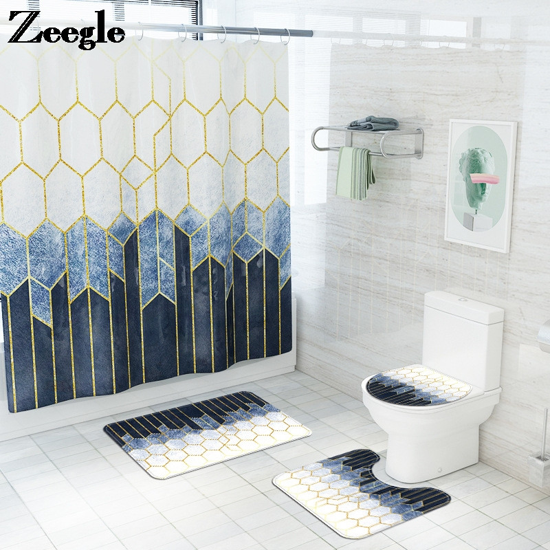 Dekoracija doma Kupaonska zavjesa Protuklizni tepih s cvijećem za WC Mramorni ispis Kupaonska prostirka Set upijajućih WC tepiha u obliku slova U