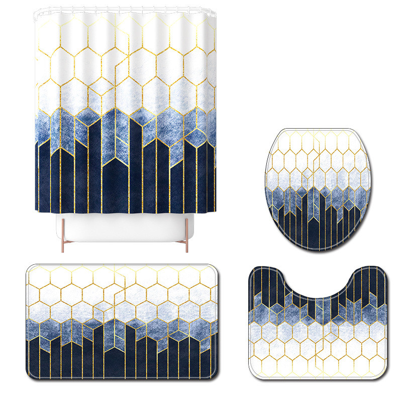 Dekoracija doma Kupaonska zavjesa Protuklizni tepih s cvijećem za WC Mramorni ispis Kupaonska prostirka Set upijajućih WC tepiha u obliku slova U