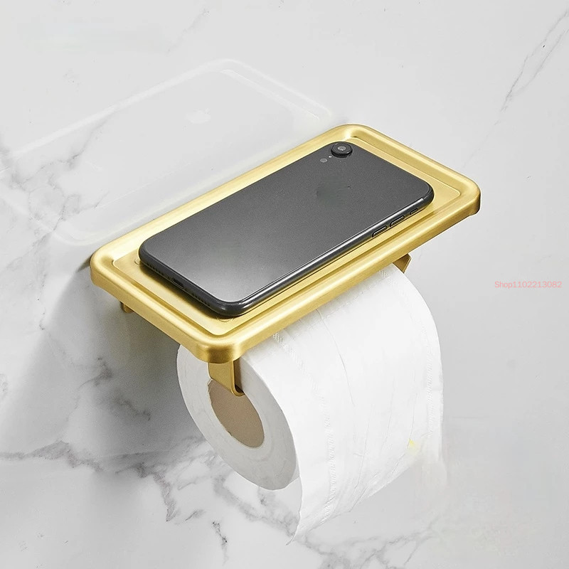 Alumīnija sakausējuma tualetes papīra salvešu turētājs mājsaimniecības roku dvieļu paliktnis, piestiprināms pie sienas Creative Golden Tissue turētāja salvešu kastīte