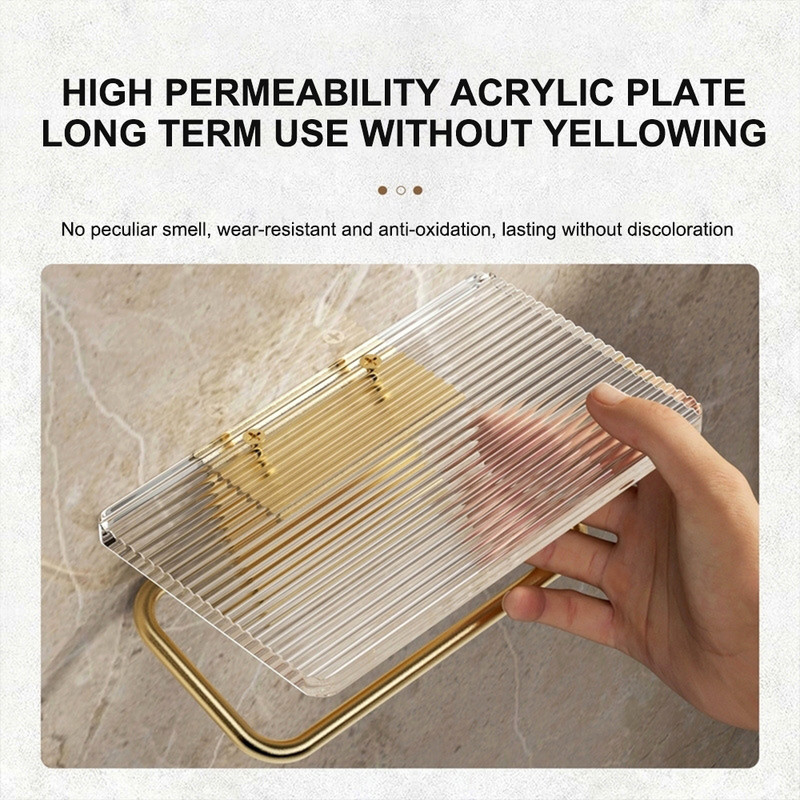 Luksusa tualetes papīra turētājs vannas istabai bez štancēšanas akrila rullopapīra turētājs ar plauktu auduma pakaramais zelta vannas istabas piederumi