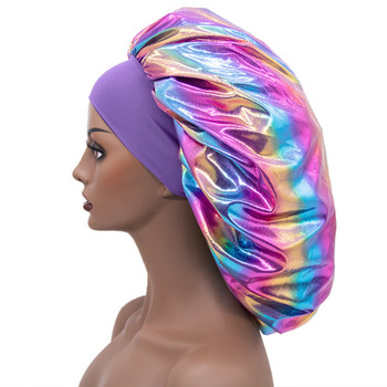 Laser Laser Satin Bonnet Μεταξωτό Νυχτερινό σκουφάκι ύπνου Μεγάλο σατέν μπόνε με κορδόνι κεφαλής Bonnet Edge Wrap για Γυναικεία μαλλιά με σγουρά πλεξούδα