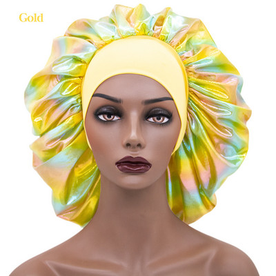 Lāzera liela satīna pārsega zīda nakts guļamcepure Liela satīna pārsegs ar galvu, sasaites joslu, pārsega malas aptinums sievietēm, cirtainiem, pītiem matiem