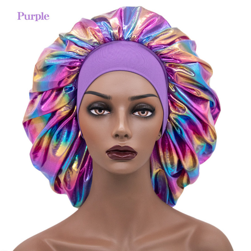 Lāzera liela satīna pārsega zīda nakts guļamcepure Liela satīna pārsegs ar galvu, sasaites joslu, pārsega malas aptinums sievietēm, cirtainiem, pītiem matiem