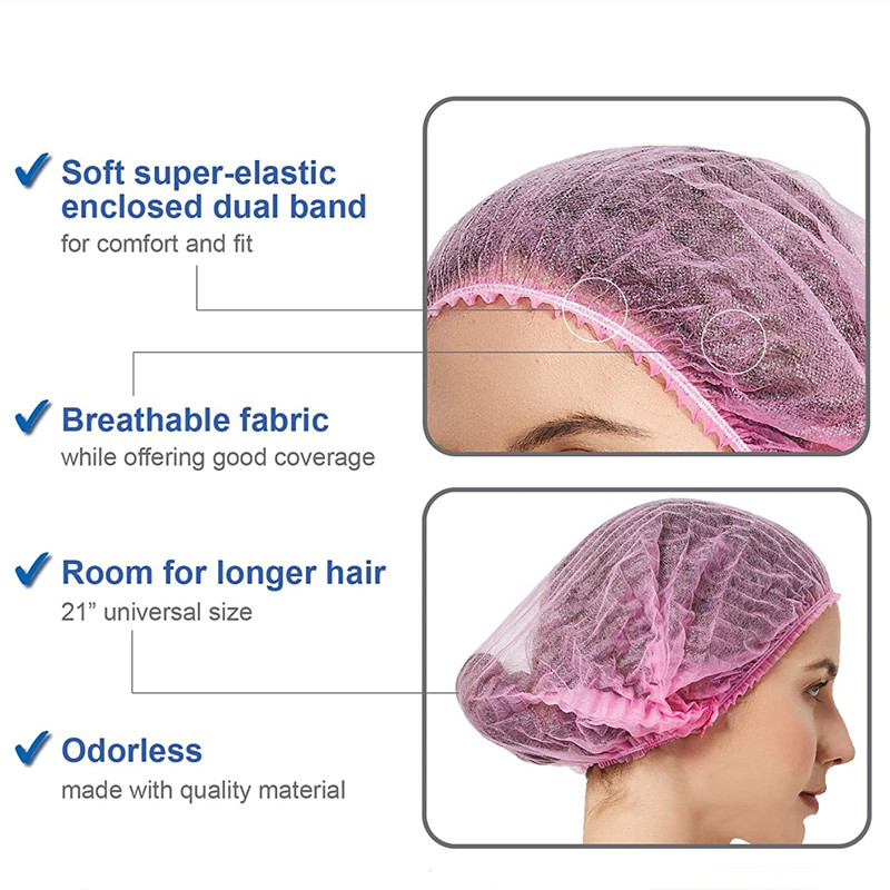100 iepakojumā 21 collas vienreizējās lietošanas matu cepures ar neaustu pārsegu matu tīkliņa ēdināšanai skaistumkopšanas salonu gatavošanas māsu galvas vāciņš