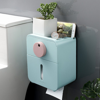 Нов креативен държач за тоалетна хартия Монтиран на стена за баня Водоустойчив многофункционален държач за тоалетна Безплатно перфориране WC аксесоари