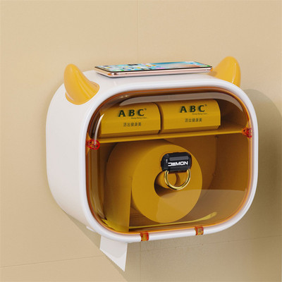 Little Devil Style pie sienas stiprināms bezperforējams salvešu kastīte, viegla luksusa rullīšu papīra turētājs, pārnēsājams tualetes papīra kastes vannas istabas plaukts