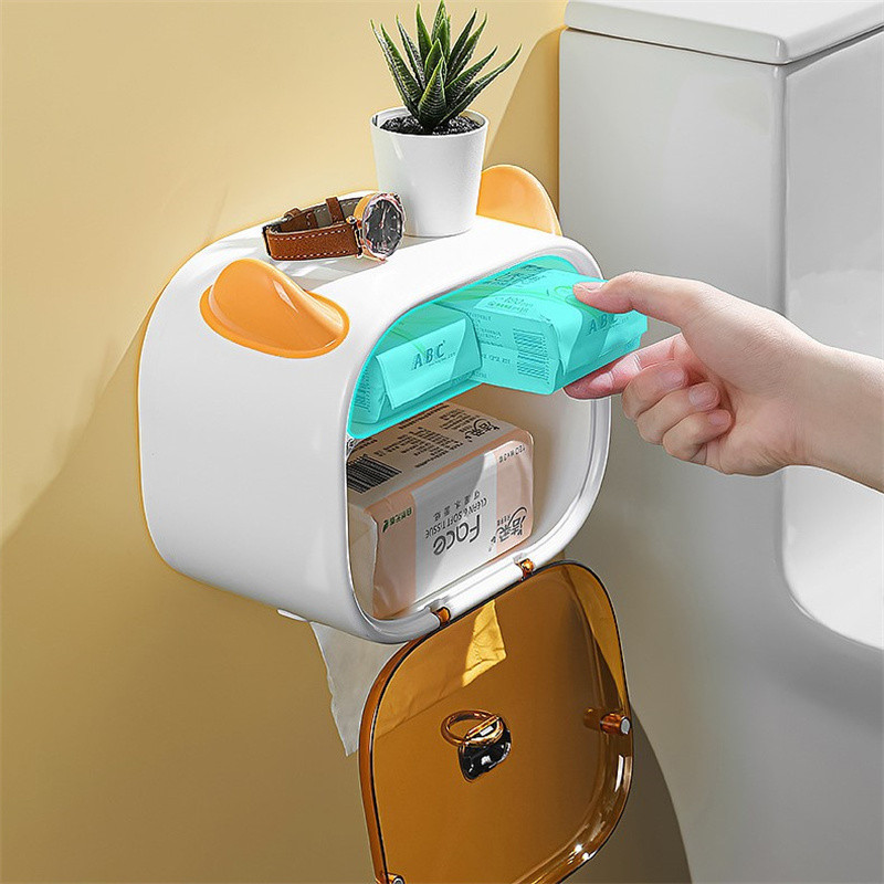 Little Devil Style pie sienas stiprināms bezperforējams salvešu kastīte, viegla luksusa rullīšu papīra turētājs, pārnēsājams tualetes papīra kastes vannas istabas plaukts