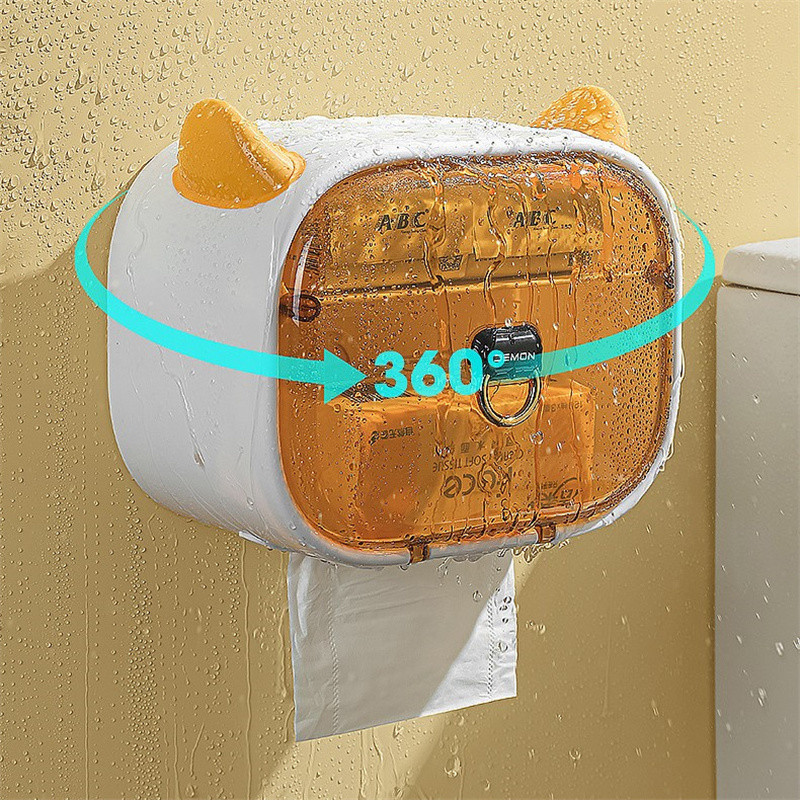Little Devil Style pie sienas stiprināms bezperforējams salvešu kastīte, viegla luksusa rullīšu papīra turētājs, pārnēsājams tualetes papīra kastes vannas istabas plaukts