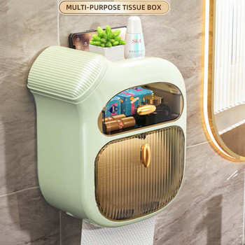 Монтиран на стена държач за тоалетна хартия Водоустойчив държач за хартиени кърпи Съхранение на торби за боклук Поставка за тоалетна ролка Домашни аксесоари за баня