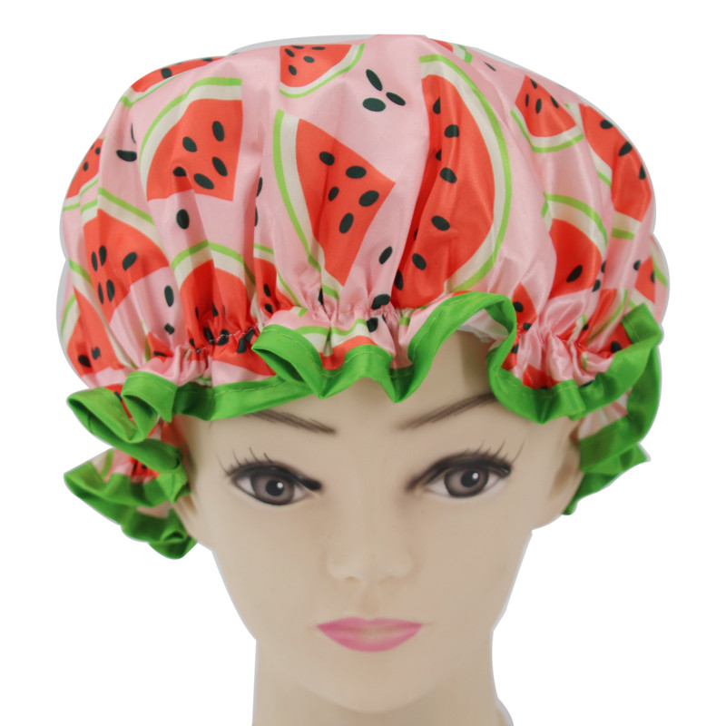 Dvoslojne kape za tuširanje s digitalnim tiskom od poliesterske satenske tkanine, voće i crtani film 1 veličine odgovaraju svima