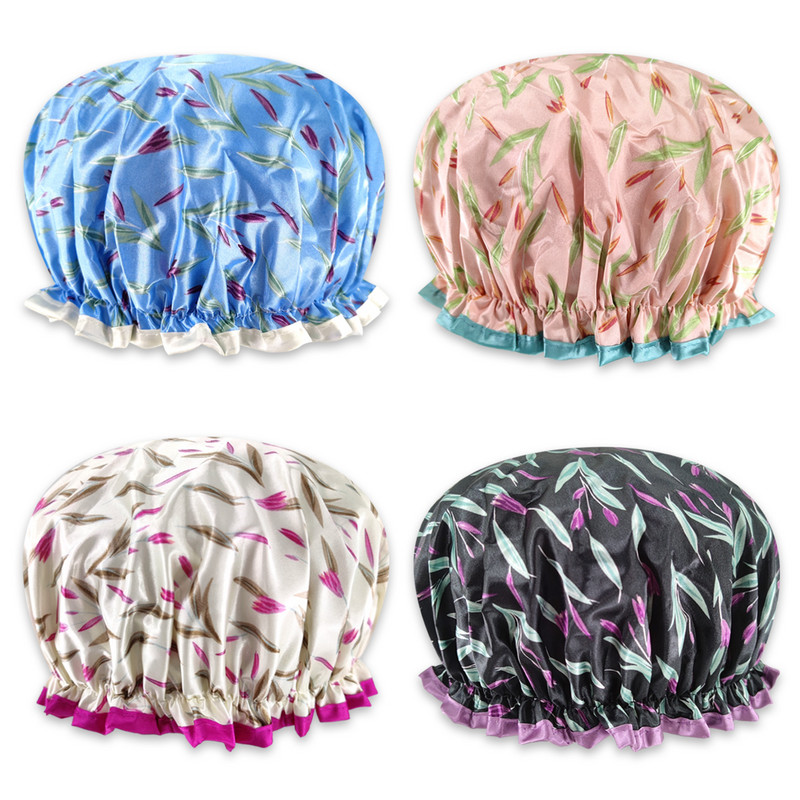 Exceyes visokokvalitetne dvoslojne satenske kape za tuširanje za žene koje se mogu ponovno koristiti