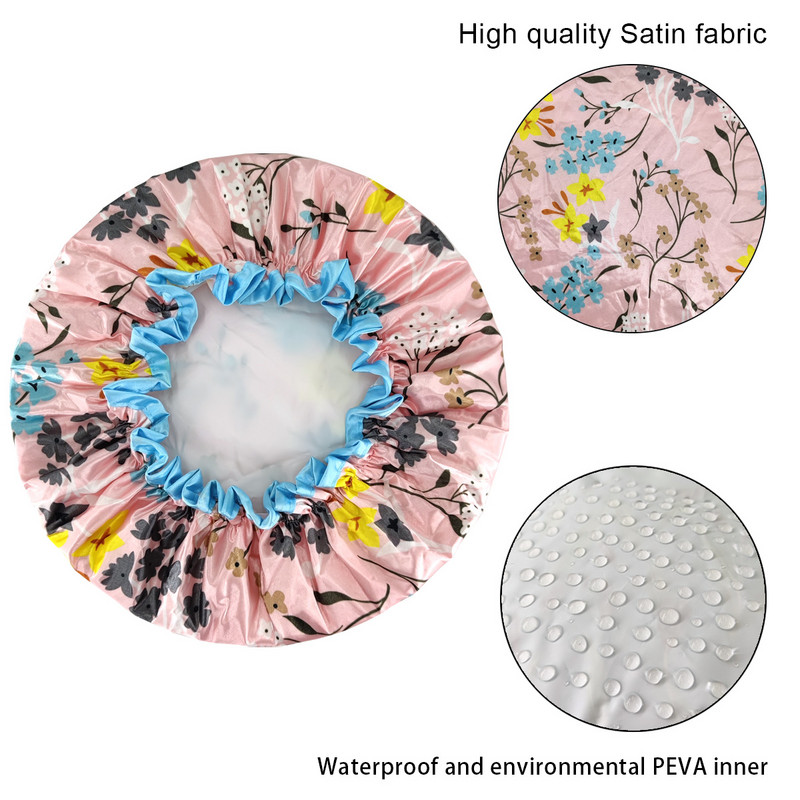 Exceyes visokokvalitetne dvoslojne satenske kape za tuširanje za žene koje se mogu ponovno koristiti