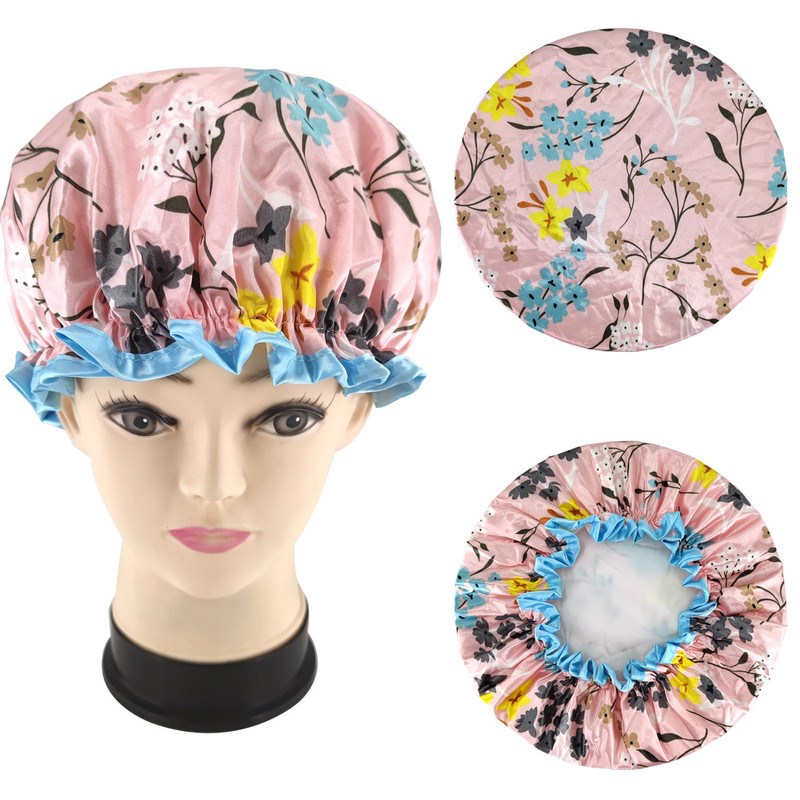 Exceyes visokokvalitetne dvoslojne satenske kape za tuširanje za žene koje se mogu ponovno koristiti