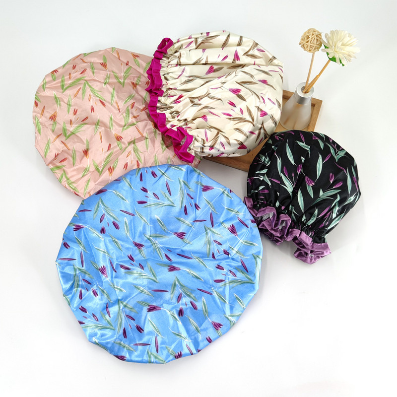 Exceyes visokokvalitetne dvoslojne satenske kape za tuširanje za žene koje se mogu ponovno koristiti