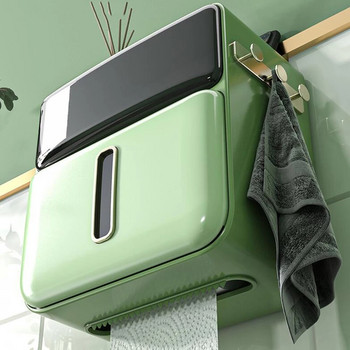 Монтиран на стена двуслоен държач за тоалетна хартия Водоустойчива кутия за съхранение на кърпички Стойка за ролка тоалетна хартия Рафт Аксесоари за баня