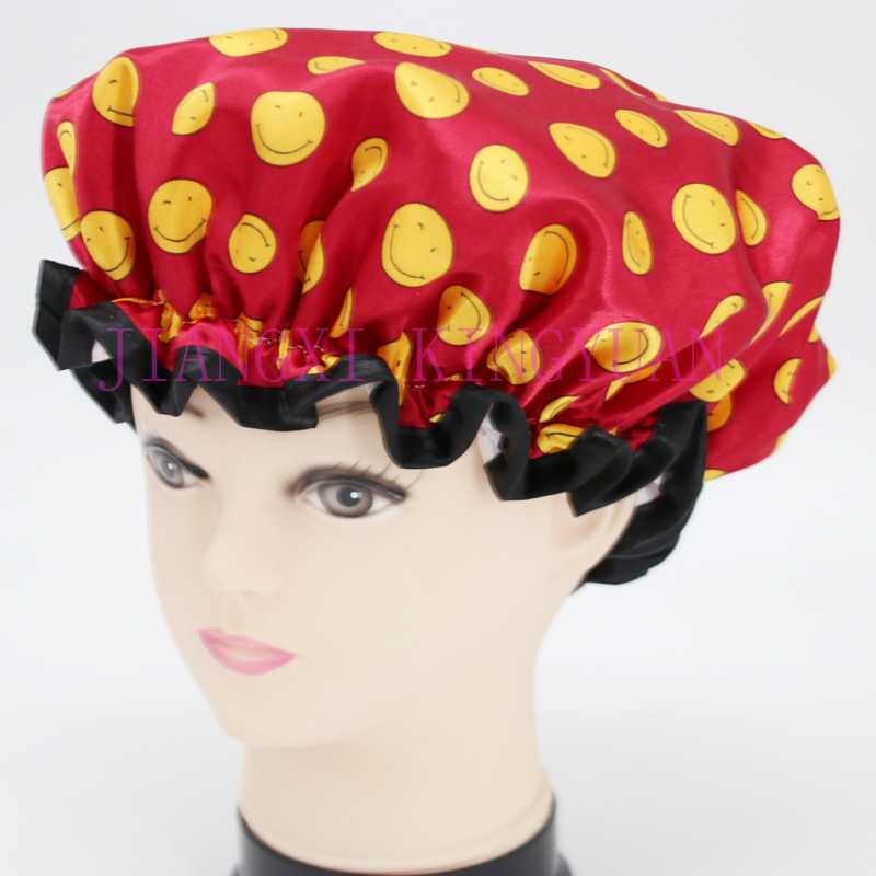 2020. gada jaunums ir augstas kvalitātes poliestera satīna auduma divslāņu dušas cepures, pieejamas 8 preces