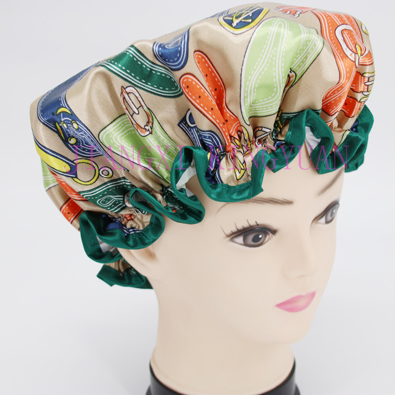 2020. gada jaunums ir augstas kvalitātes poliestera satīna auduma divslāņu dušas cepures, pieejamas 8 preces