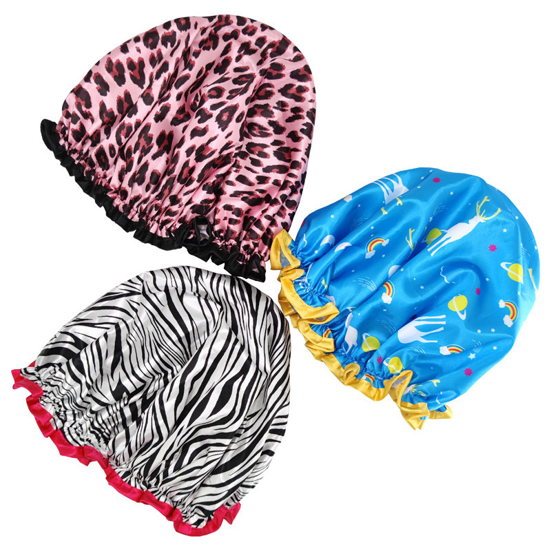 QUIET GIRL 3 gab lielas dušas cepures sievietēm gariem matiem divslāņu ūdensizturīgs dušas matu vannas vāciņš, stilīgs satīna matu pārsegs