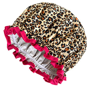 1PC Ūdensizturīgs dušas vāciņš Divslāņu matu pārklājums Salons Elastīga bieza cepure sievietēm Vannas cepure atkārtoti lietojama satīna motora pārsegu modes jaunums