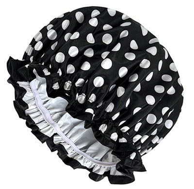 1PC Ūdensizturīgs dušas vāciņš Divslāņu matu pārklājums Salons Elastīga bieza cepure sievietēm Vannas cepure atkārtoti lietojama satīna motora pārsegu modes jaunums