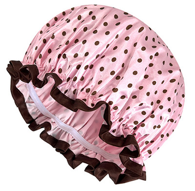 1PC Ūdensizturīgs dušas vāciņš Divslāņu matu pārklājums Salons Elastīga bieza cepure sievietēm Vannas cepure atkārtoti lietojama satīna motora pārsegu modes jaunums