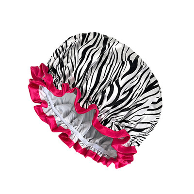 1PC Ūdensizturīgs dušas vāciņš Divslāņu matu pārklājums Salons Elastīga bieza cepure sievietēm Vannas cepure atkārtoti lietojama satīna motora pārsegu modes jaunums