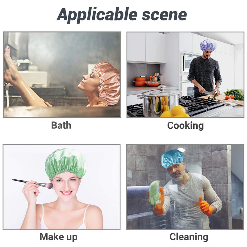 2023. gada jauna mājas dušas cepure, divslāņu ūdensnecaurlaidīga dušas cepure vienkrāsaina atkārtoti lietojama Eva dušas cepure sievietēm