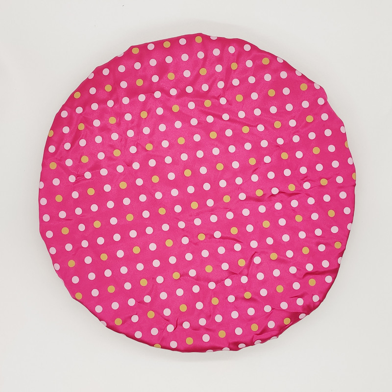 Augstas kvalitātes poliestera satīna auduma divslāņu punktu apdruka dušas cepurēm