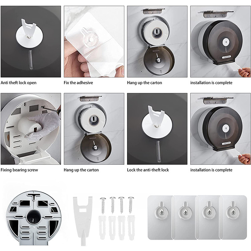 Vannas istabas papīra dvieļu dozators salvešu dozators ar plauktu pie sienas piestiprinātu papīra turētāju Tualetes papīra kastes perforators bez maksas komerciālai lietošanai